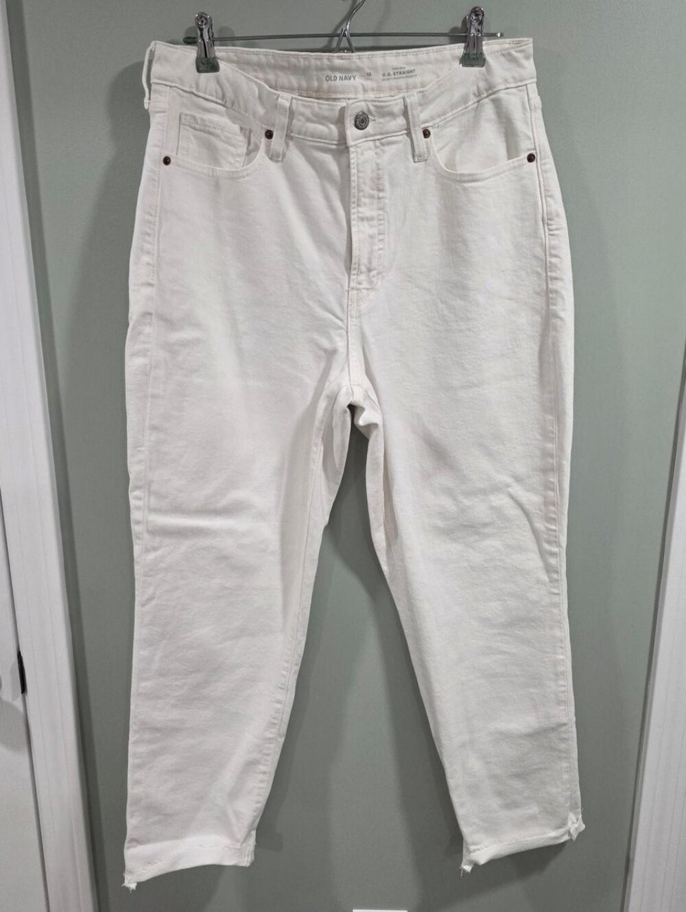 Old Navy Cream High-Rise Straight Jeans